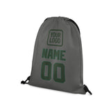 Custom Dark Grey Dark Green Drawstring Bag