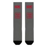 Custom Dark Grey Red Knee-High Sock