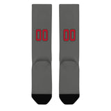 Custom Dark Grey Red Knee-High Sock