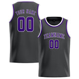 Custom Dark Grey & Purple Colors Design Sports Basketball Jersey