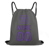 Custom Dark Grey Light Purple Drawstring Bag