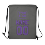 Custom Dark Grey Light Purple Drawstring Bag
