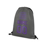Custom Dark Grey Light Purple Drawstring Bag
