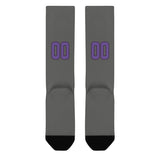 Custom Dark Grey Light Purple Knee-High Sock