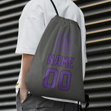 Custom Dark Grey Light Purple Drawstring Bag