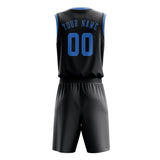 Custom Dark Grey Light Blue Basketball Set
