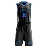 Custom Dark Grey Light Blue Basketball Set