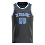 Custom Dark Grey & Light Blue Colors Design Sports Basketball Jersey
