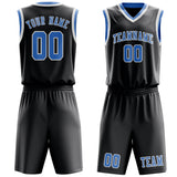 Custom Dark Grey Light Blue Basketball Set
