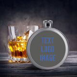 Custom Dark Grey Sky Blue Hip Flask
