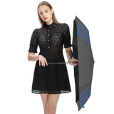 Custom Dark Grey Sky Blue Automatic Umbrella
