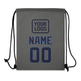 Custom Dark Grey Navy Drawstring Bag
