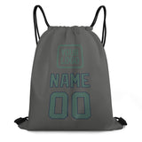 Custom Dark Grey Blue Green Drawstring Bag