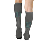 Custom Dark Grey Blue Green Knee-High Sock