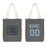 Custom Dark Grey Light Blue Canvas Tote Bag