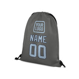 Custom Dark Grey Light Blue Drawstring Bag