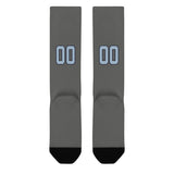 Custom Dark Grey Light Blue Knee-High Sock