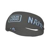 Custom Dark Grey Light Blue Sports headband