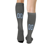 Custom Dark Grey Light Blue Knee-High Sock