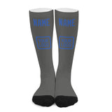 Custom Dark Grey Sky Blue Knee-High Sock