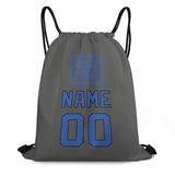 Custom Dark Grey Sky Blue Drawstring Bag