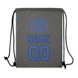 Custom Dark Grey Sky Blue Drawstring Bag