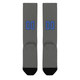 Custom Dark Grey Sky Blue Knee-High Sock
