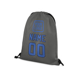 Custom Dark Grey Sky Blue Drawstring Bag