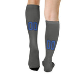 Custom Dark Grey Sky Blue Knee-High Sock