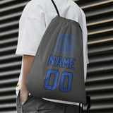 Custom Dark Grey Sky Blue Drawstring Bag