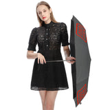 Custom Dark Grey Orange Red Automatic Umbrella