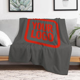 Custom Dark Grey Orange Red Blanket