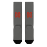 Custom Dark Grey Coral Red Knee-High Sock