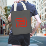 Custom Dark Grey Coral Red Canvas Tote Bag