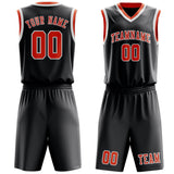 Custom Dark Grey Orange Red Basketball Set