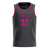 Custom Dark Grey & Pink Colors Design Sports Basketball Jersey