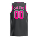 Custom Dark Grey & Pink Colors Design Sports Basketball Jersey
