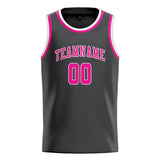 Custom Dark Grey & Pink Colors Design Sports Basketball Jersey