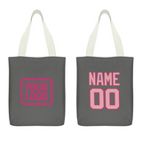 Custom Dark Grey Light Pink Canvas Tote Bag