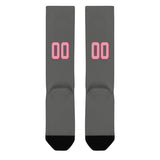 Custom Dark Grey Light Pink Knee-High Sock