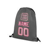 Custom Dark Grey Light Pink Drawstring Bag