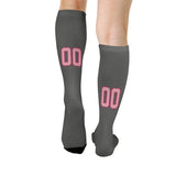 Custom Dark Grey Light Pink Knee-High Sock