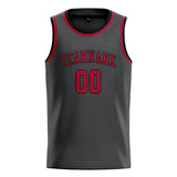 Custom Dark Grey & Red Colors Design Sports Basketball Jersey