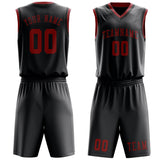 Custom Dark Grey Red Basketball Set