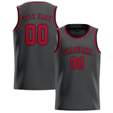 Custom Dark Grey & Red Colors Design Sports Basketball Jersey