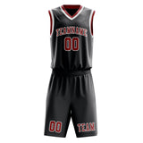 Custom Dark Grey Red Basketball Set