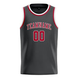 Custom Dark Grey & Red Colors Design Sports Basketball Jersey