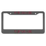 Custom Dark Grey Crimson Red License Plate Frame