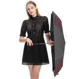 Custom Dark Grey Crimson Red Automatic Umbrella