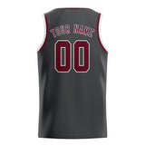 Custom Dark Grey & Crimson Red Colors Design Sports Basketball Jersey